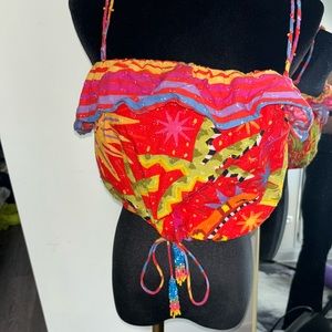 Farm Rio MultiColored Tribal Print Halter Top Size L